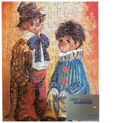 Sieg traurige Clowns Kinder im Kostüm 200 Teile Holzpuzzle selten