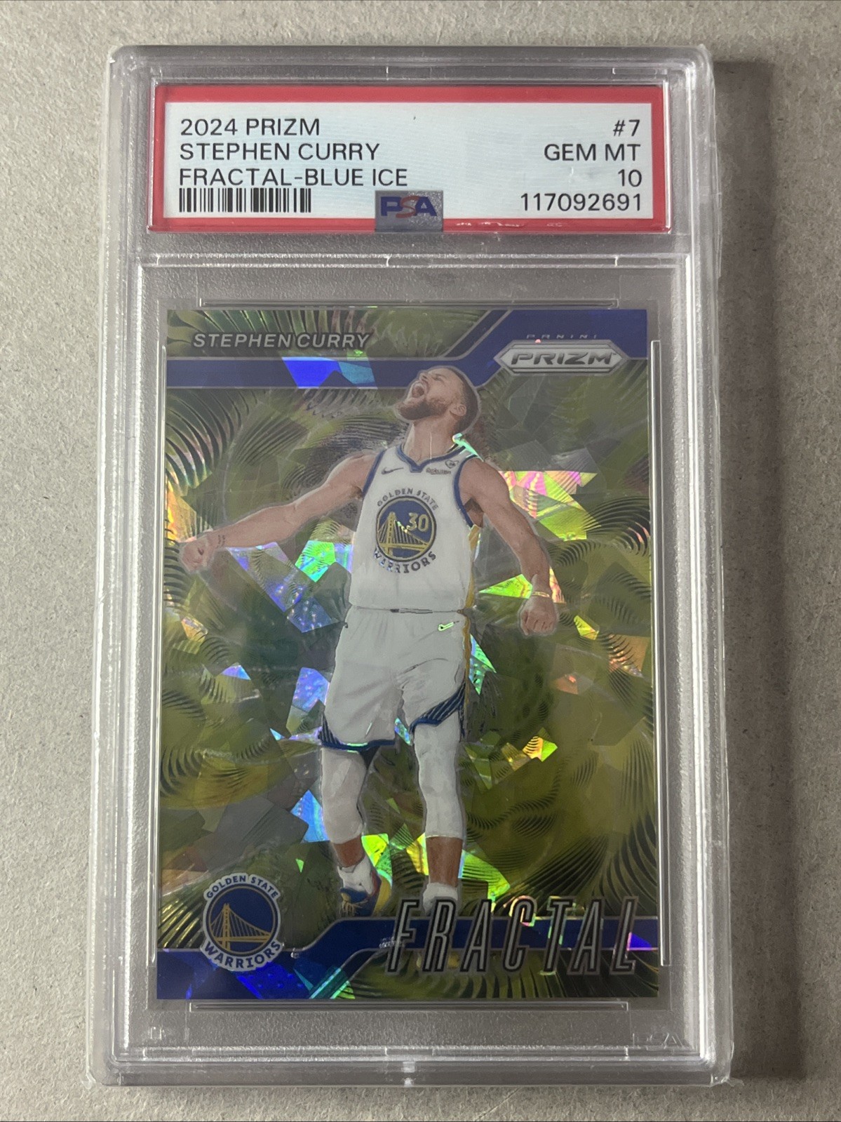2024-25 Panini Prizm - Fractal Stephen Curry #7 Blue Ice Prizm /125 PSA 10