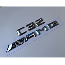 Für Mercedes C32 AMG Embleme Aufkleber Logo Flache Badge Silber Auto NEW