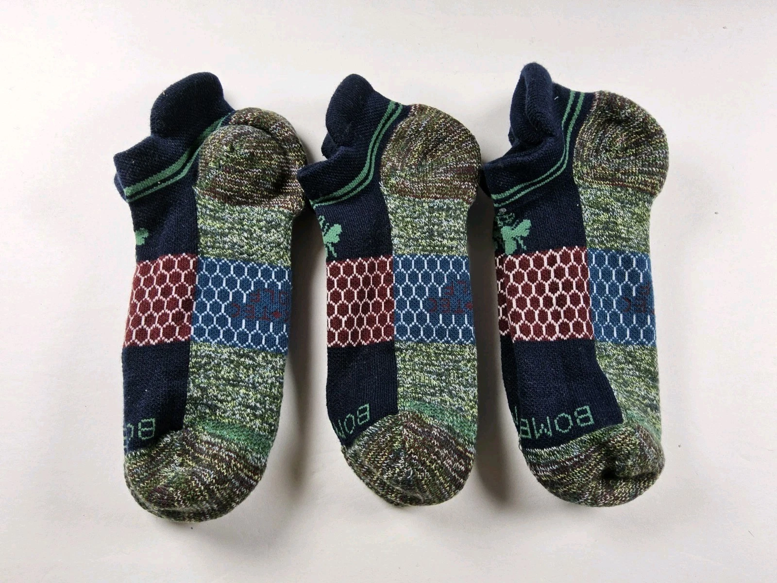 Bombas Hex-Tec Golf Style Athletic Ankle Socks Lot Of 3 Pairs Size M