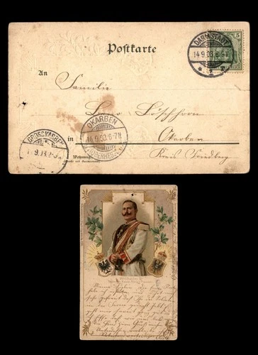 Mayfairstamps Germany 1908 Darmstadt to Okarben Wilhelm II Postcard aax_13393