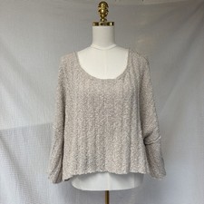 Free People Oversized Cropped Thick Knit Sweater Short Sleeves Ivory Boxy M