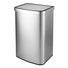 13 Gal./50 Liter Trash Bin Stainless Steel Rectangular Motion Sensor Kitchen