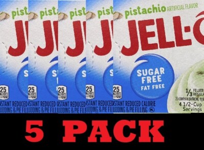5x Jello PISTACHIO SUGAR FREE Instant Pudding & Pie Filling Mix Dessert 5 PACK