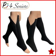 Presadee Seniors Premium 20-30 mmHg Compression Zipper Open/Closed Toe Socks