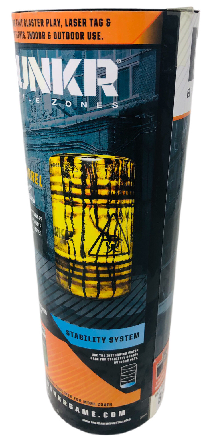 BUNKR Inflatable Waste Barrel Battle Zone Prop – Indoor/Outdoor Kids Game Toy