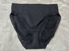 Vtg CACIQUE Tactel Nylon Lace Trim Hi-Cut 18/20 Black Shaping Panties 258