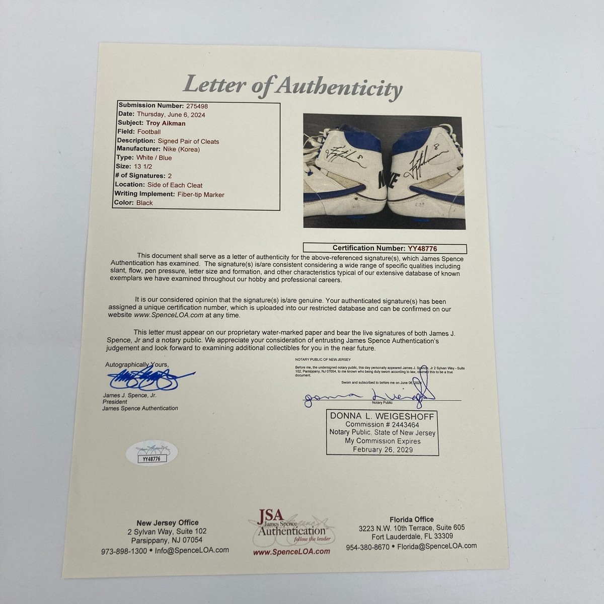 Troy Aikman Signed Dallas Cowboys 1990's Game Used Cleats Sneakers