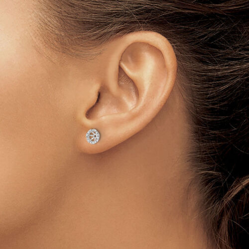 14K Solid White Gold Diamond Earring Jackets - Picture 2 of 4