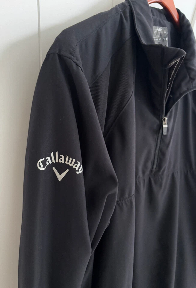 Callaway Jacket Mens XL Black 1/4 Zip Pullover Windbreaker Performance Golf A2* - Image 4 of 4