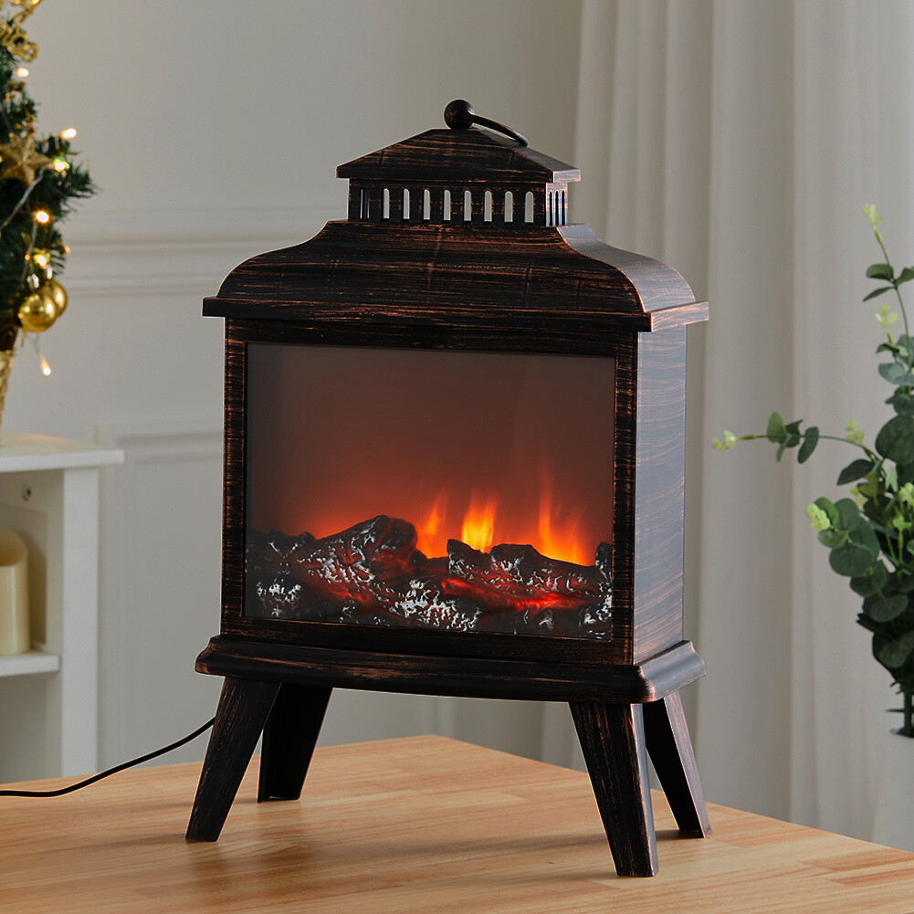 Portable USB Powered LED Flame Flicker Night Lights Fireplace Log Fire Lamp  Deco | eBay