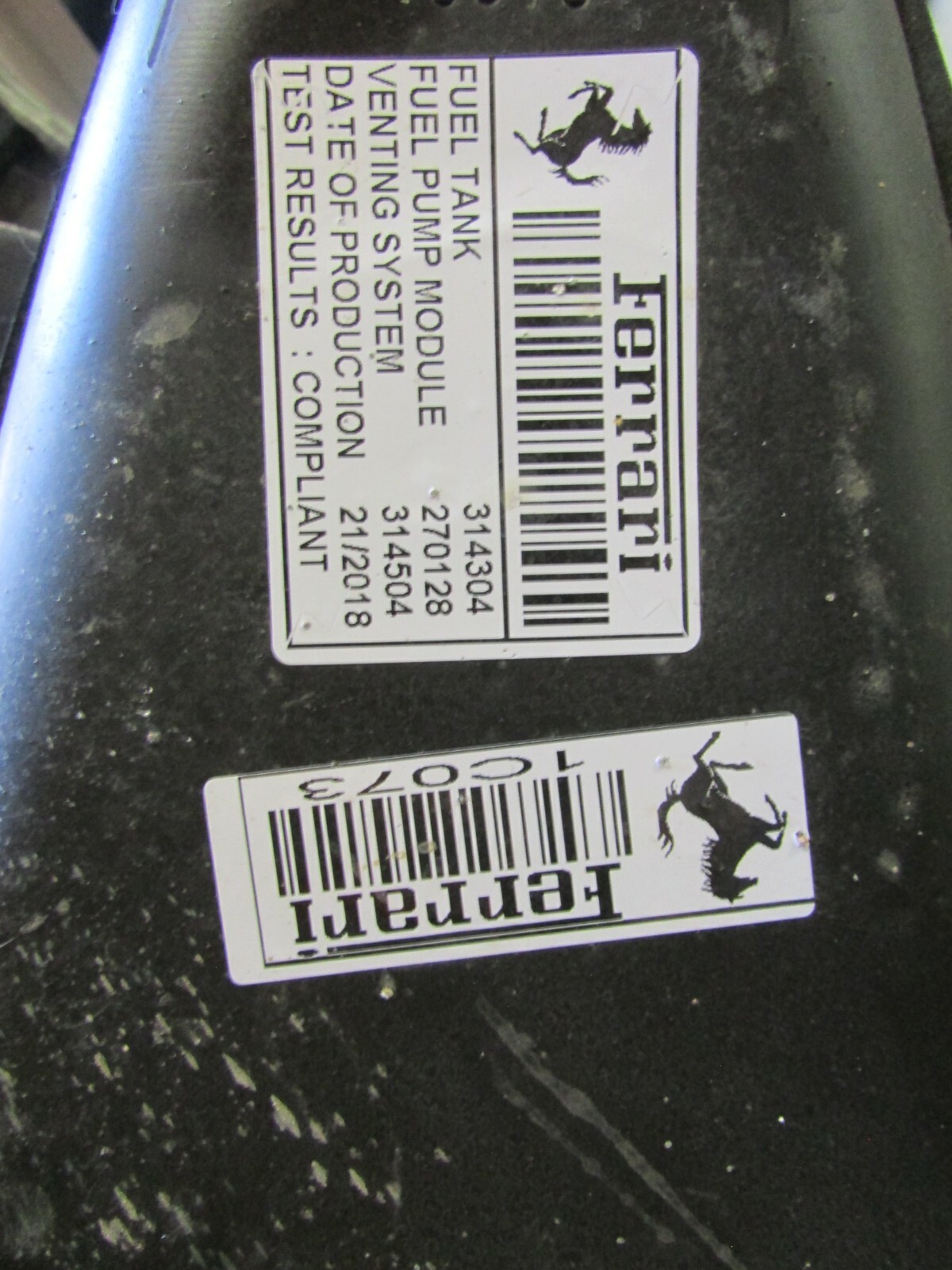 Ferrari 488 Spider, LH, Left Fuel Tank, Used, P/N 314302 s/c 326607