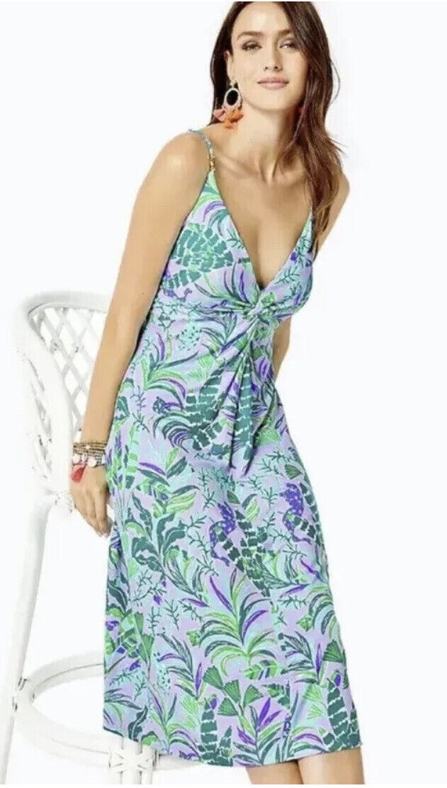 Lilly Pulitzer Quaid purple iris on the chase midi dress NWOT