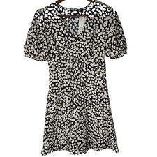 NWT UniQlo Printed V neck Short Sleeve Mini Dress Womens XS