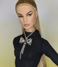 Silver Crystal Bowtie Necklace For Integrity Toys Poppy Fashion Royalty 12" Doll