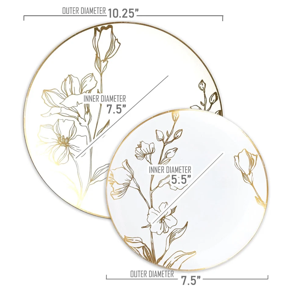 Antiguos Platos de Plástico Desechables Redondos Florales Boda Fiesta Valor Juegos 120 Piezas Foto 2 de 4