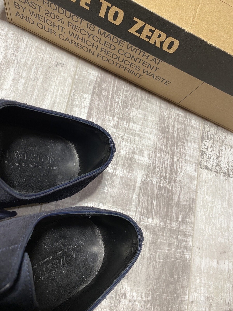 J.M. Weston 300 Suede Oxford Shoes Men Blue RRP 945$ , Size UK 7
