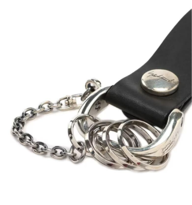 Discord Yohji Yamamoto Black Leather Silver 4-station Key Discord Yohji Yamamoto Black Leather Silver 4-station Key