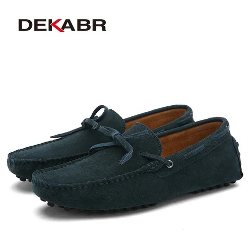 Men's Genuine Leather Casual Loafers Moccasins Breathable Slip on Driving Shoes - Picture 31 of 41