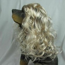 Long Blonde Wavy Hair For Pet Cat Dog Cat Wigs Lovely Custom Adjustable Cap Wig