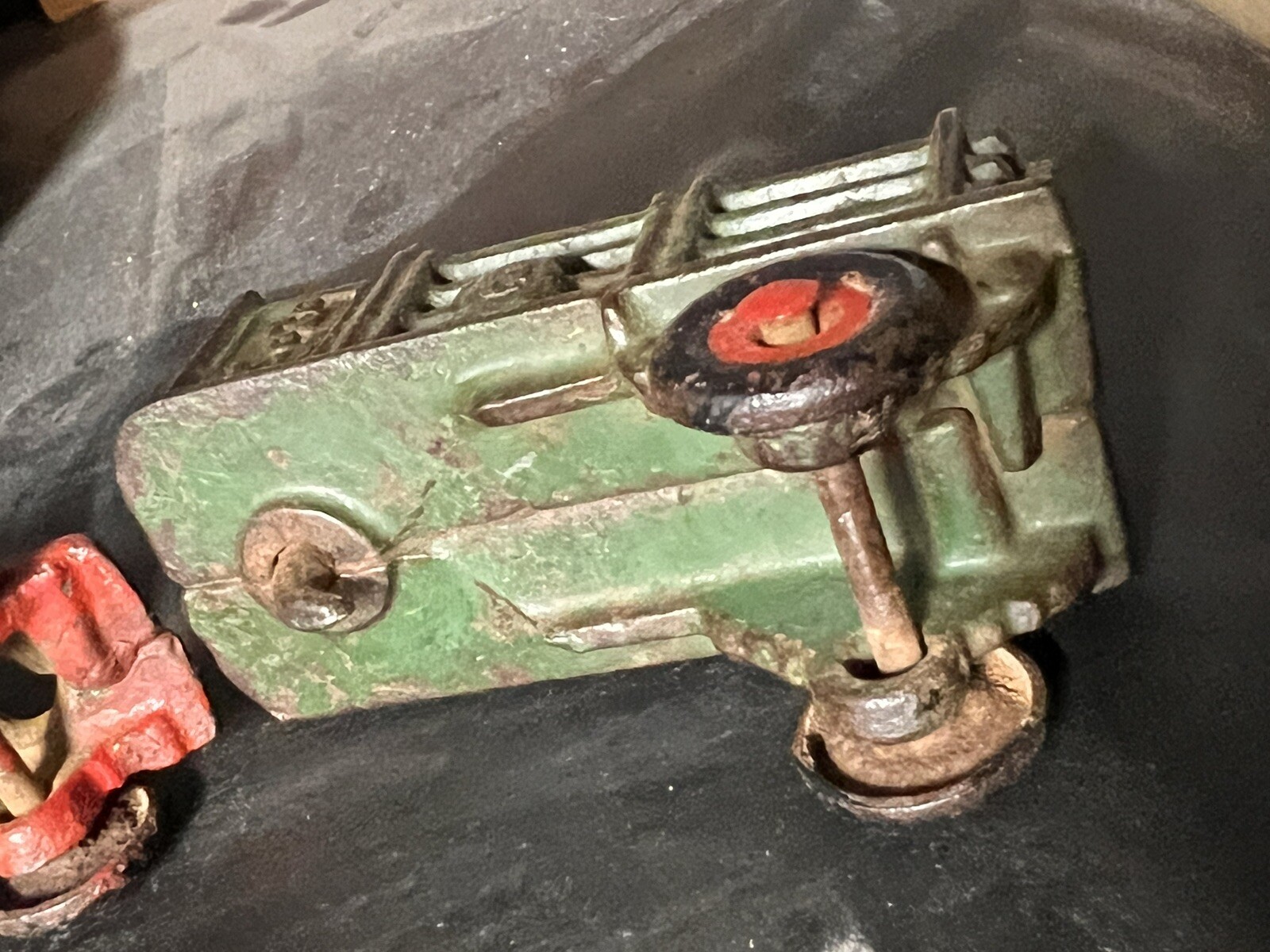 Antique A C Williams Cast Iron Semi Truck Trailer Coast to Coast Red / Green