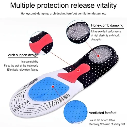 Work Boots Feet Arch Support Orthotic Absorb Shock Gel Massaging Shoe Insoles US - Picture 5 of 22
