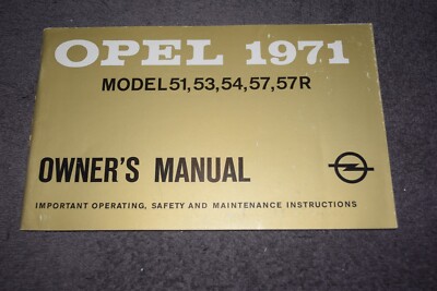 Betriebsanleitung / Owner's Manual Opel Manta A/Ascona A US-Ausführung 1971