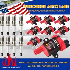 Round Ignition Coils + Iridium Spark Plugs For Chevrolet GMC CADILLAC D585 4.8L