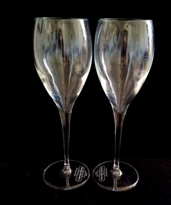 Pair Laurent Perrier Champagne Goblets 7-3/4''H Etched Logo