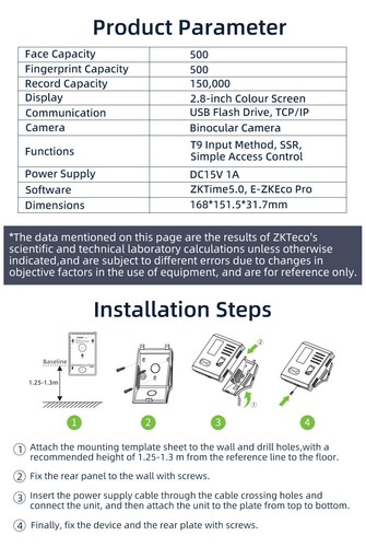ZKteco nFace102-S IC Card Fingerprint Facial Recognition Time Attendance Machine - Picture 13 of 22
