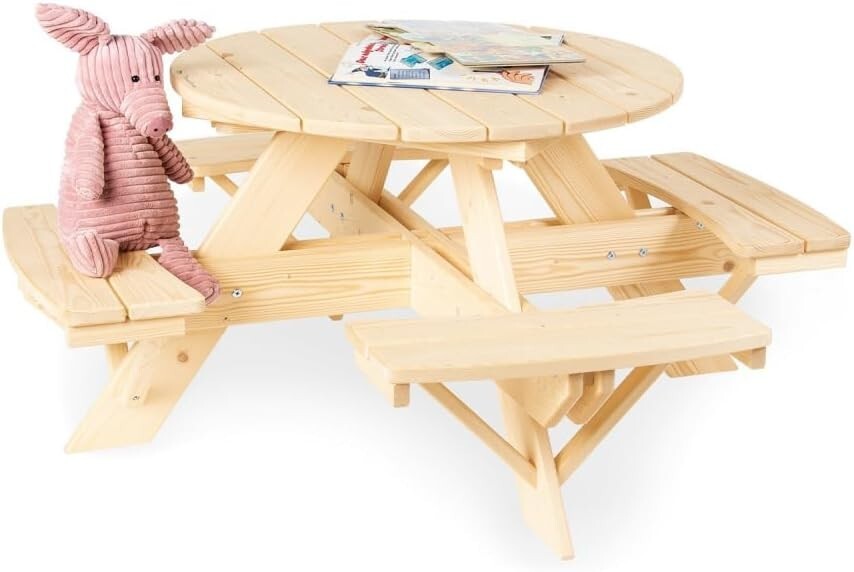 PINOLINO Set da Salotto Tavolo Rotondo "Nicki" per Bambini in Legno Massello