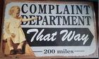 Vintage Style Complaint Department Tin Sign Rustic Garage Office Bar