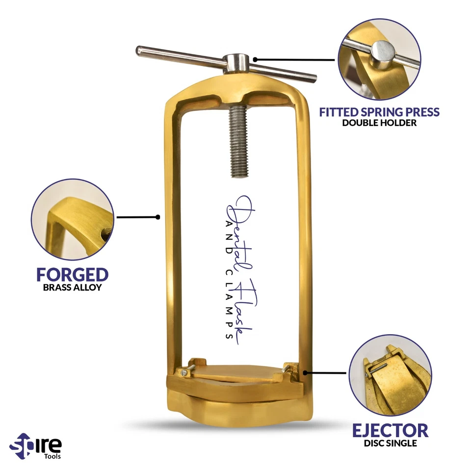 Spire Tools DENTAL LABORATORY LAB CLAMP PRESS COMPRESS BRASS DENTURE HOLD 3FLASK - Image 4 of 4