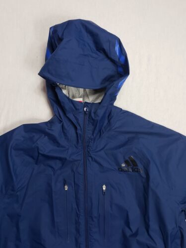 New ADIDAS Sponsored men jacket raincoat hoodie full zip Adizero blue Small