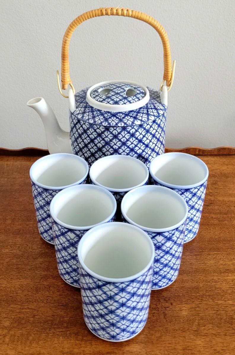 jkt252525さん6-7-6 7 Pc Takahashi San Francisco Set Teapot 6 Cups Cobalt Blue White