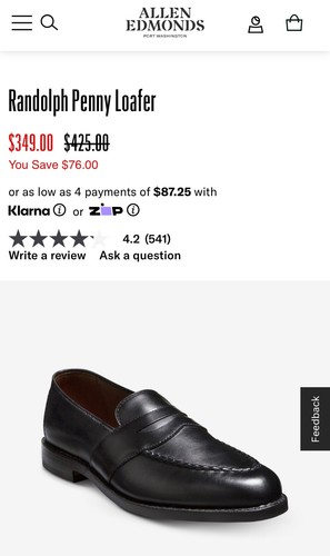 Allen Edmonds Randolph Herren Schwarz Leder Voll Streifen Penny Loafer Größe 11 D - Bild 16 von 16