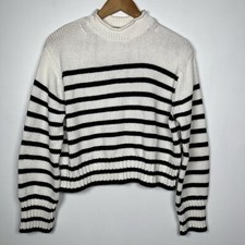 NWT J.Crew Size S Roll Neck Sweater Women  s Black Stripe