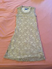 Simply Vera Size S Small Lace Knee-length Dress Beige