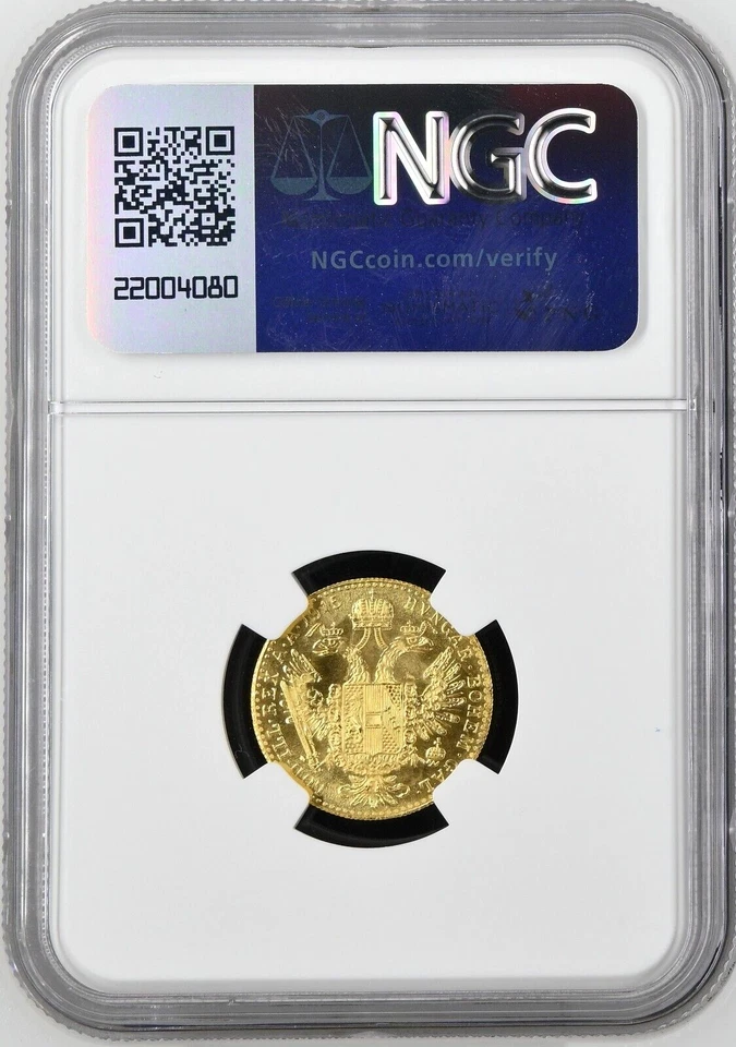 1915 Austria 0.1107 oz Gold 1 Ducat Coin NGC Mint State 67 - Image 2 of 2