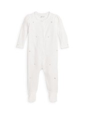 Ralph Lauren ChildrenswearFlower Embroidered Footie Pajamas, White, Size 6M
