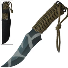 10.5" Urban Tiger Camo Full Tang Fixed Blade Hunting Camping Knife + Sheath