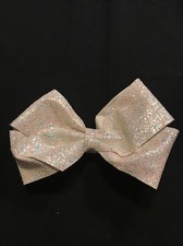 White sparkle stiff 7  hair bow clip