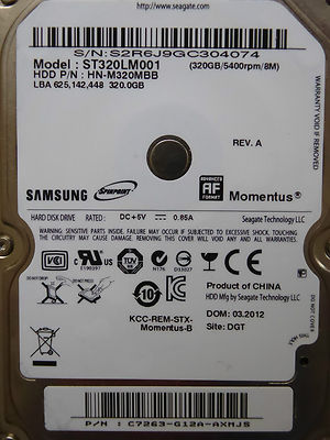 320GB Samsung ST320LM001 / C7263-G12A-AXMJS / 03.2012 / M8_REV.03 * 