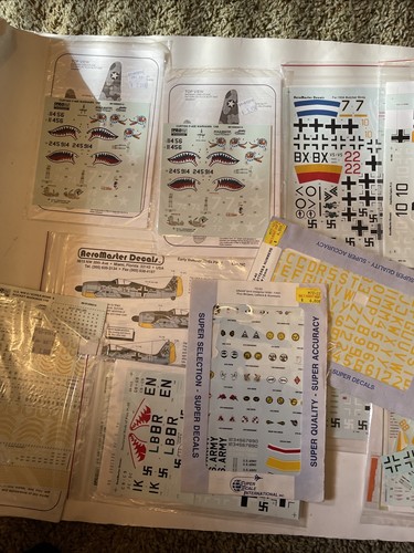 Vintage Model Planes Decals Sheets Complete Sheets german plane Huge Lots - Picture 15 of 19