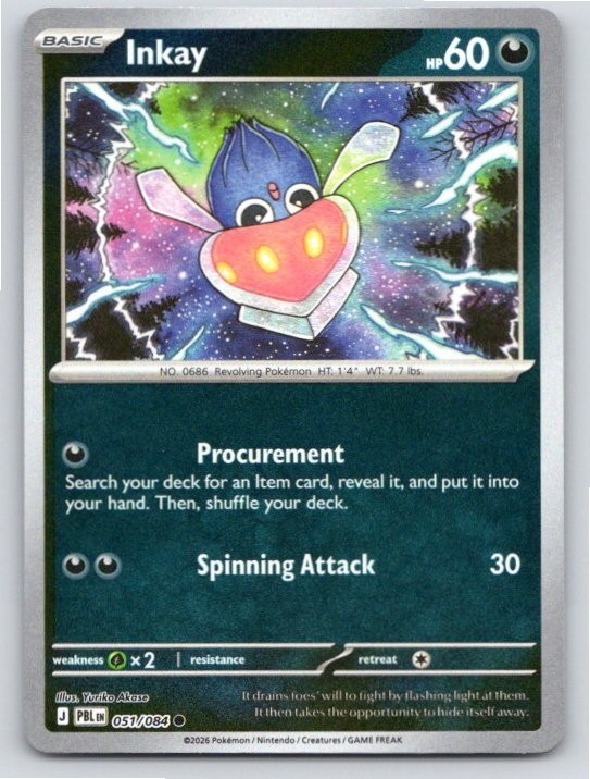 2026 POKEMON INKAY PITCH BLACK 051/084 REVERSE HOLO COMMON NM A18076 FREE S&H
