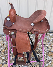 14.5  Barrel Saddle FQHB Leather Western Horse Saddle 23 lbs Rodeo Racing