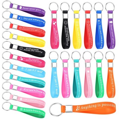 Siifert 24 Pcs Inspirational Keychains Bulk Silicone Motivational Key Chains ...
