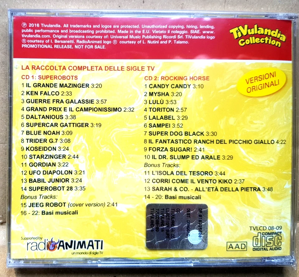 Sigle TV 2 Cd Superobots Tivulandia Collection Sampei Candy Mazinger Sigillato - Immagine 2 di 2