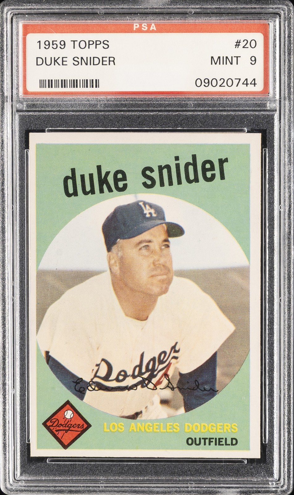 1959 TOPPS #20 DUKE SNIDER PSA 9