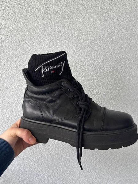 Women Tommy Jeans Boots Black Leather 36